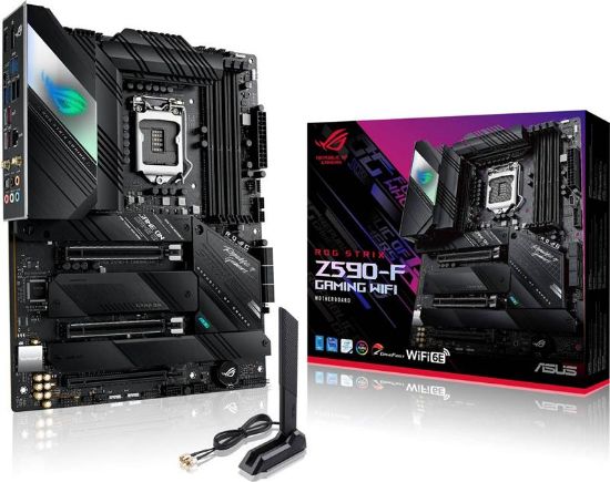  Зображення Материнська плата Socket_1200 ASUS ROG STRIX Z590-F GAMING WIFI (Z590, DDR4, 128Gb, LAN-2,5Gbit/с, DisplayPort, HDMI, 1xM.2 2280, 3xM.2 22110, 6xSata 6.0 Gb/s, Wi-Fi (802.11 a/b/g/n/ac/ax), Bluetooth 5.2, ATX)) 