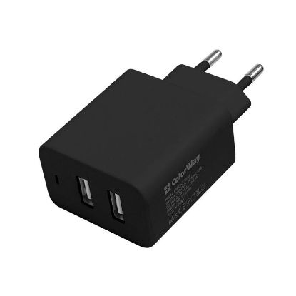  Зображення Зарядное устройство ColorWay 2USB AUTO ID 4.8A (24W) black (CW-CHS016-BK) 