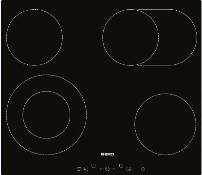  Зображення Варильна поверхня Beko електрична, 60см, розширена зона, чорний 
