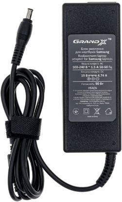  Зображення Блок живлення до ноутбуку Grand-X Samsung (19V 4.74A 90W) 5.5x3.0mm (ACSAL90W) 