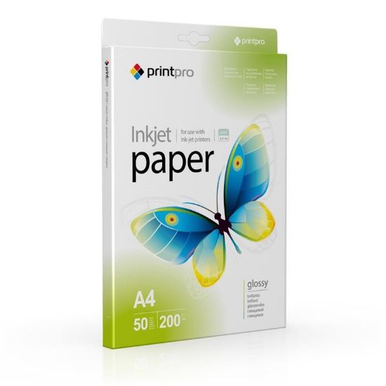  Зображення Бумага PrintPro глянц. 200г/м, A4 PG200-50 