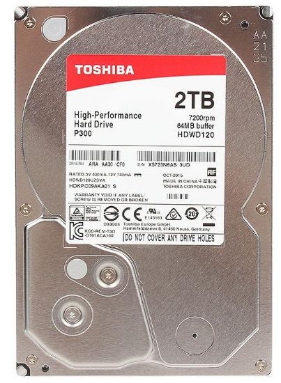  Зображення Накопичувач HDD SATA 2.0TB Toshiba P300 7200rpm 64MB (HDWD120UZSVA) 