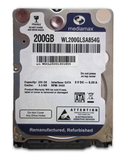  Зображення Накопичувач HDD SATA  200GB Mediamax 5400rpm 8MB (WL200GLSA854G) 