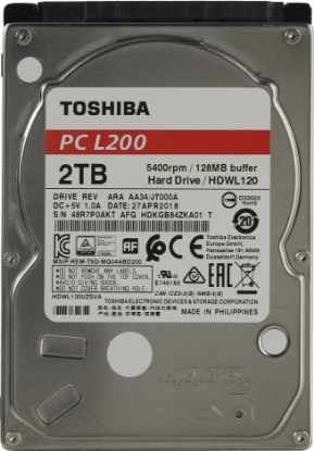  Зображення Накопичувач HDD 2.5" SATA 2.0TB Toshiba L200 5400rpm 128MB (HDWL120UZSVA) 