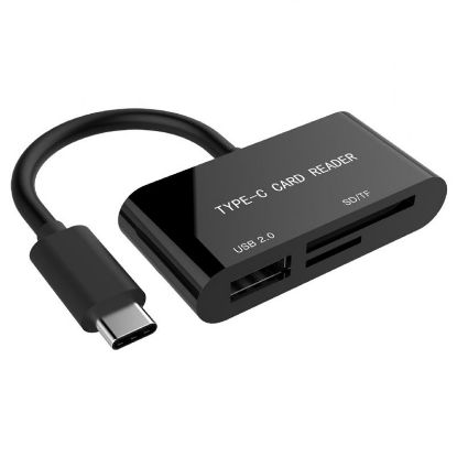  Зображення Кардридер Gembird USB Type-C to Extreme SD, microSD, MMC, RS-MMC, SD (UHB-OTG-01) 0.15м Black 