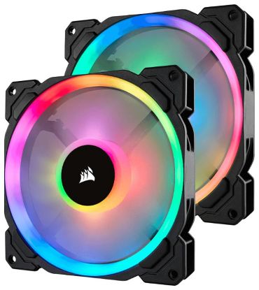  Зображення Corsair LL Series, LL140 RGB, 140mm Dual Light Loop RGB LED PWM Fan, 2 Fan Pack with Lighting Node PRO, EAN:0843591032452 