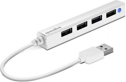  Зображення Концентратор Speedlink SNAPPY SLIM USB Hub, 4-Port, USB 2.0, Passive, White (SL-140000-WE) 