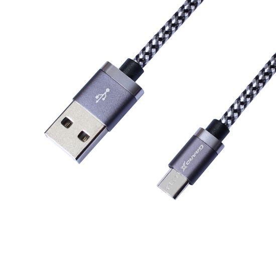  Зображення Кабель Grand-X USB-microUSB, 3A, 1м, Silver/Black (FM07SB) 