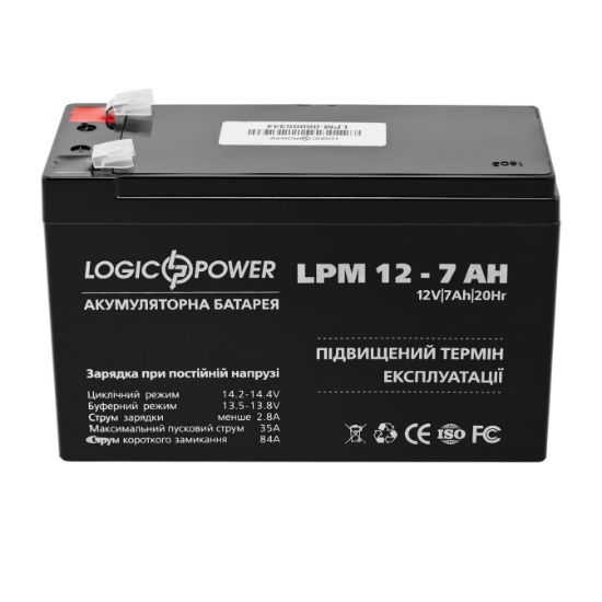  Зображення Акумуляторна батарея LogicPower LPM 12V 7AH (LPM 12 - 7.0 AH) AGM 