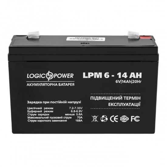  Зображення Акумуляторна батарея LogicPower LPM 6V 14AH (LPM 6 - 14 AH) AGM 