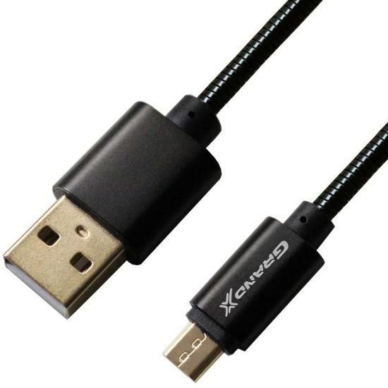  Зображення Дата кабель USB 2.0 AM to Micro 5P 1.0m Cu, 2.1A, Black Grand-X (MM-01B) 