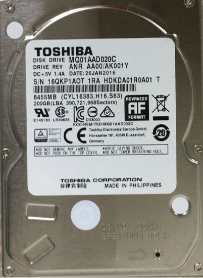  Зображення Жорсткий диск для ноутбука 2.5" 200GB Toshiba (MQ01AAD020C) 