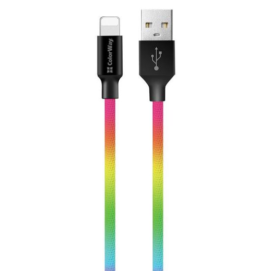  Зображення Кабель 1m USB 2.0 / Lightning Colorway (CW-CBUL016-MC) (multicolor) 2.4А 