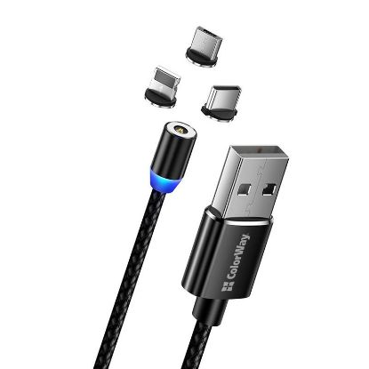  Зображення Кабель-магнит 1m USB 2.0 3в1 (Lightning+MicroUSB+Type-C) Colorway Magnetic 2.4А черный 