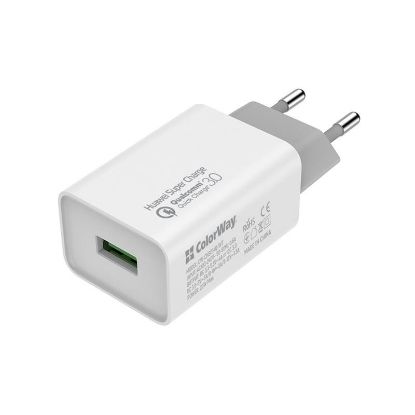  Зображення Зарядное устройство Colorway 1USB Huawei Super Charge/Quick Charge 3.0, 4A (20W) White 