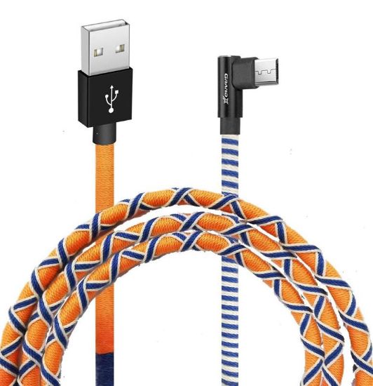  Зображення Дата кабель USB 2.0 AM to Micro 5P 1.0m Orange/Blue Grand-X (FM-08OB) 