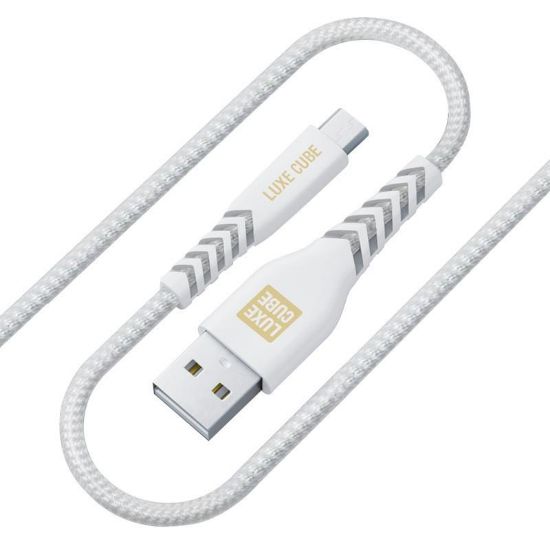  Зображення Кабель Luxe Cube Kevlar USB-microUSB, 1.2м, білий (8886668686266)  