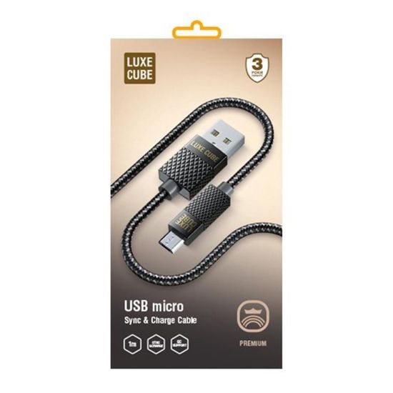  Зображення Кабель Luxe Cube Premium USB-microUSB, 1м, сірий (8886668686167) 