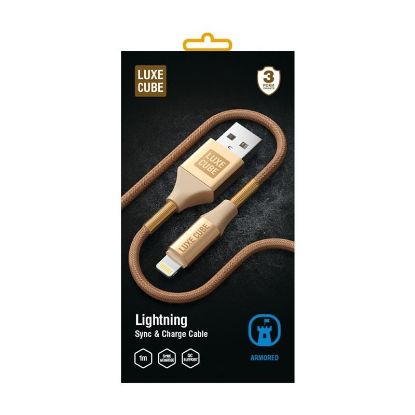  Зображення Кабель Luxe Cube Armored USB-Lightning, 1м, золотий (8886668670012) 