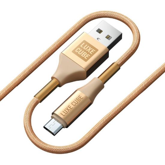  Зображення Кабель Luxe Cube Armored USB-microUSB, 1м, золотий (8886669689204) 