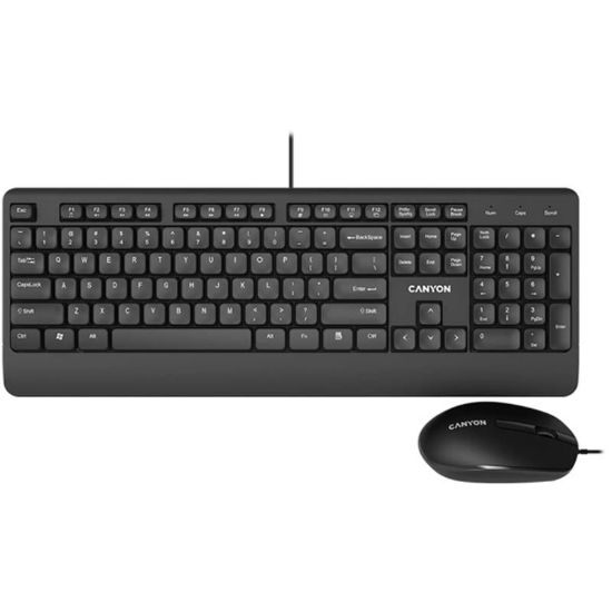  Зображення CANYON SET-14, USB wired combo set,Wired Chocolate Standard Keyboard ,105 keys,RU layout, slim  design with chocolate key caps,optical 3D wired mice 100DPI black , 1.5 Meters cable length 