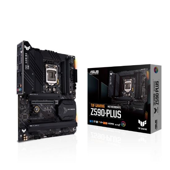  Зображення Материнська плата Socket_1200 ASUS TUF GAMING Z590-PLUS (DDR4, 128 Gb, 2xUSB3.2 Gen2 Type-A, USB3.2 Gen 2x2, 2xUSB3.2 Gen1Type-A, RJ45, 2xUSB2.0, PS/2, HDMI, DisplayPort, optical SPDIF 3xM.2 Socket 3, 6xSata6.0 Gb/s), ATX, BOX) 