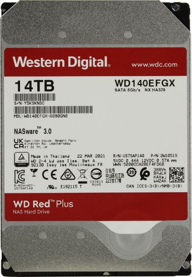  Зображення Жорсткий диск 3.5" 14TB Western Digital Red Plus NAS   512MB, 7200rpm, SATA 3  (WD140EFGX)) 