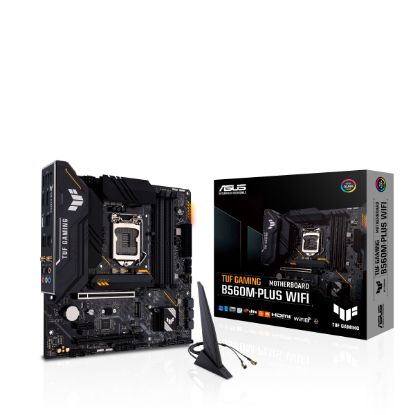  Зображення Материнська плата Socket_1200 ASUS TUF GAMING B560M-PLUS WIFI B560, DDR4, 128Gb, 5000MHz, LAN-2,5Gbit/с, DisplayPort, HDMI, 2xM.2 2280, 6xSata 6.0 Gb/s, Bluetooth 5.0, Wi-Fi (802.11 a/b/g/n/ac/ax), Micro-ATX) 