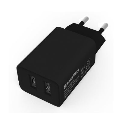  Зображення Зарядное устройство Colorway 2USB AUTO ID 2,1A (10W) Black (CW-CHS015-BK) 