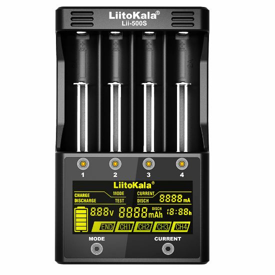  Зображення Зарядний пристрій Liitokala Lii-500s, 4 канала, Ni-Mh/Li-ion, 220V/12V, Powerbank, Test, LCD 