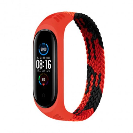  Зображення Ремінець до фітнес браслета BeCover Elastic Nylon Style для Xiaomi Mi Smart Band 5/6 (Size S) Black-Red (706135) 