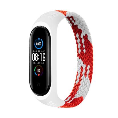  Зображення Ремінець до фітнес браслета BeCover Elastic Nylon Style для Xiaomi Mi Smart Band 5/6 (Size S) Red-White (706137) 