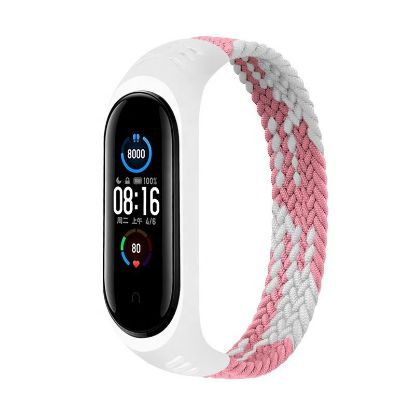  Зображення Ремінець BeCover Elastic Nylon Style для Xiaomi Mi Smart Band 5/Mi Smart Band 6 Size L Pink/White (706164) 