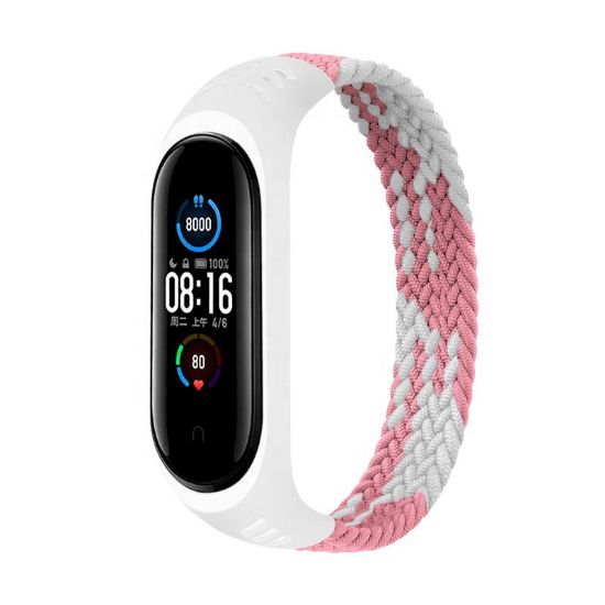  Зображення Ремінець BeCover Elastic Nylon Style для Xiaomi Mi Smart Band 5/Mi Smart Band 6 Size L Pink/White (706164) 