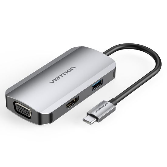  Зображення Док-станція USB3.1 Type-C --> HDMI/VGA/USB 3.0/PD 100W Hub 4-in-1 Vention 