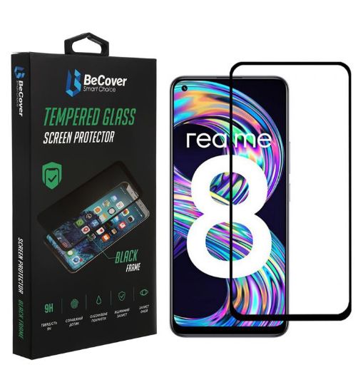  Зображення Скло захисне BeCover Realme 8 Black (706657) 