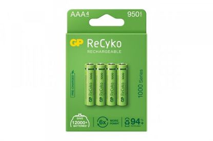  Зображення Акумулятори GP Recyko 1000 Series AAA/HR03 NI-MH 950mAh BL 4 шт 