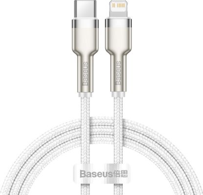  Зображення Кабель Baseus Cafule Metal USB-C-Lightning, 1м White (CATLJK-A02) 