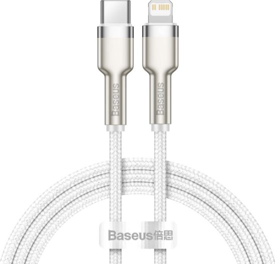  Зображення Кабель Baseus Cafule Metal USB-C-Lightning, 1м White (CATLJK-A02) 