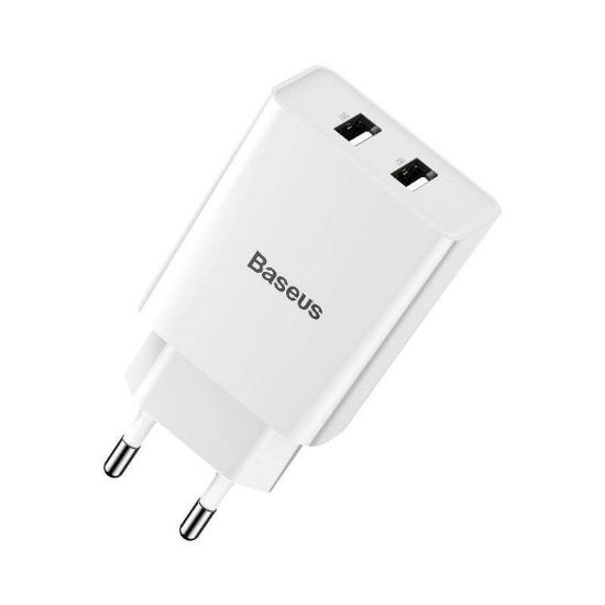  Зображення Мережевий зарядний пристрій Baseus Speed Mini Dual U Charger (2USB) 10.5W White (CCFS-R02) 