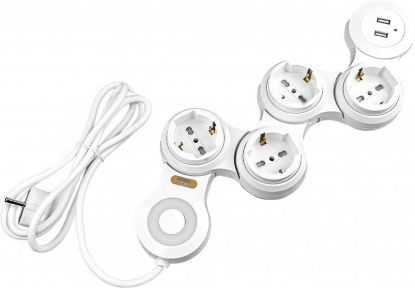  Зображення Мережевий фільтр XoKo (XK-SP-4-2 Flex) 4 розетки, 2 USB, 1.8 м, White 