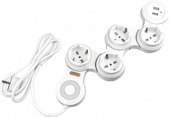  Зображення Мережевий фільтр XoKo (XK-SP-4-2 Flex) 4 розетки, 2 USB, 1.8 м, White 