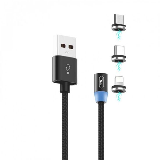  Зображення Кабель SkyDolphin S59KIT Magnetic USB - Lightning + microUSB + Type-C 1м, Black (USB-000547) 