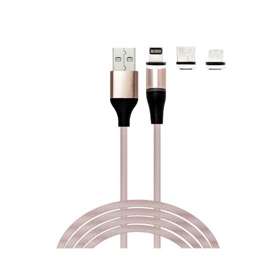  Зображення Кабель XoKo SC-400 Magneto USB-Lightning/microUSB/USB Type-C, 1м Rose Gold (SC-400MGNT-RS) 