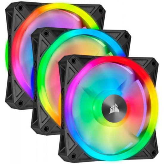  Зображення Corsair QL Series, QL120 RGB, 120mm RGB LED Fan, Triple Pack with Lighting Node CORE, EAN:0840006611684 