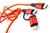  Зображення Дата кабель USB-C to USB-C/Lightning 1.0m red Dengos (NTK-TC-TCL-RED) 