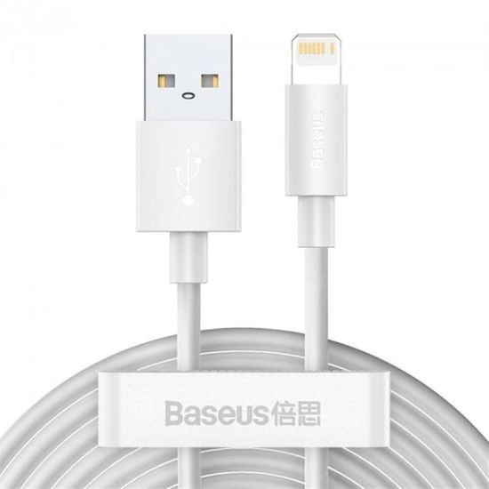  Зображення Кабель Baseus Simple Wisdom USB-Lightning, 1.5м White 2шт (TZCALZJ-02) 