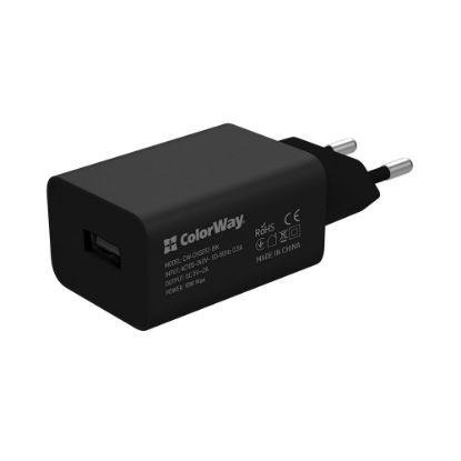  Зображення Зарядное устройство Colorway 1USB AUTO ID 2A (10W) Black + Кабель Type C 1м Black 