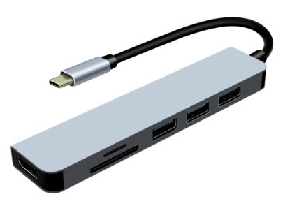  Зображення Концентратор USB-C ProLogix (PR-WUC-104B) 6 in 1 USB3.1 Type C to HDMI+1*USB3.0+2*USB2.0+TF+SD HUB 