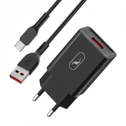  Зображення Зарядний пристрій SkyDolphin SC36T (1USB, 2.4A) Black (MZP-000175) + кабель USB Type-C 